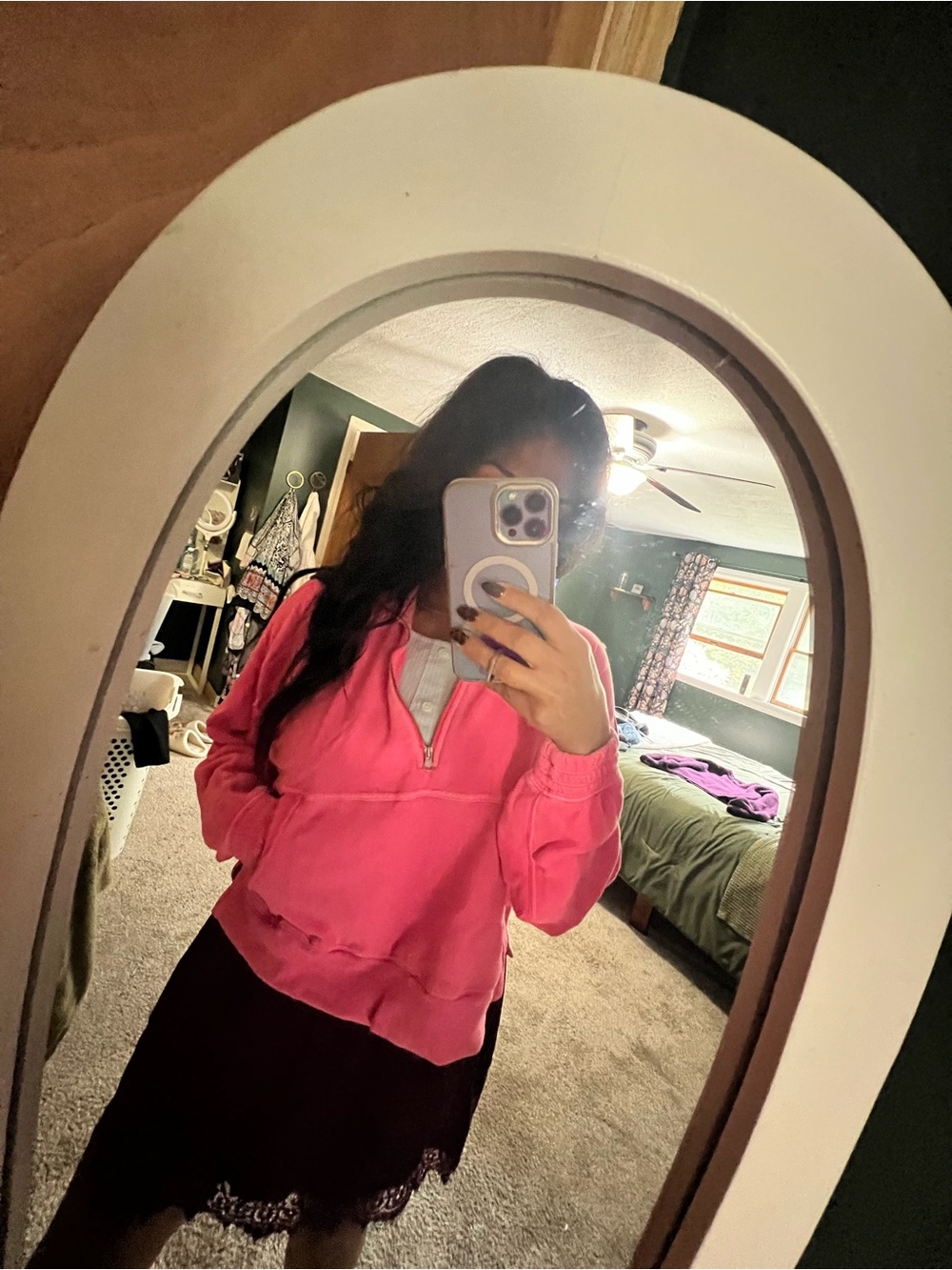 aerie Bright Pink Half-Zip Pullover Sweatshirt